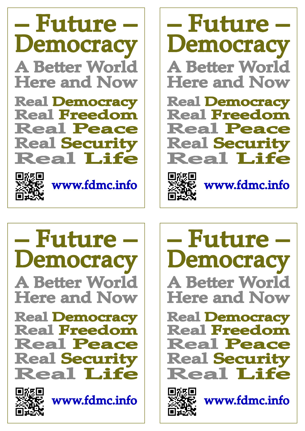 4 QR-code flyers for Future Democracy